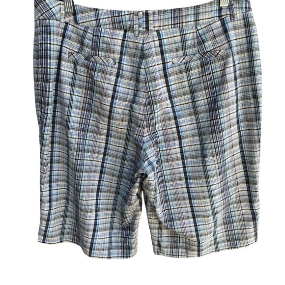 DFA New York Mens Blue White Plaid Preppy Golf Flat Front Cotton Casual Shorts 1 - Picture 3 of 9